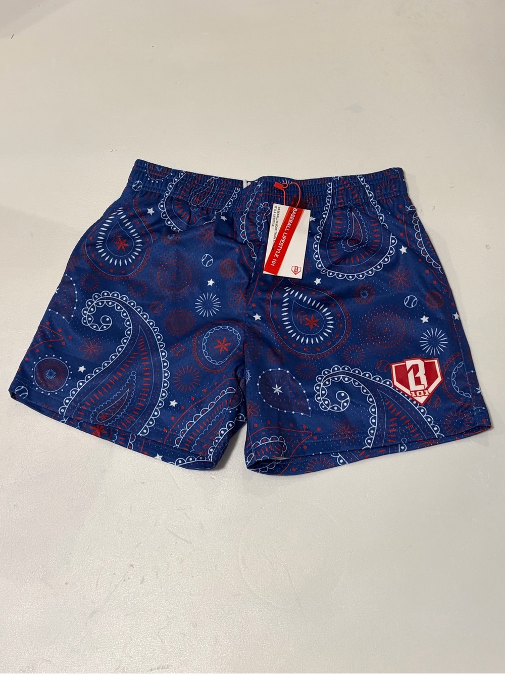 Baseball Lifestyle 101 Men’s Small Blue Paisley Shorts Pockets Lining BL101